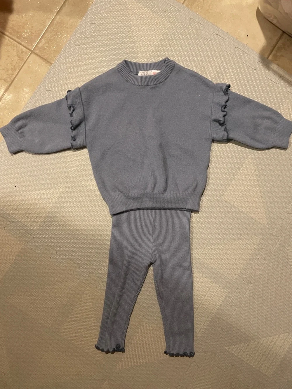 Zara Toddler Blue Knit Sweater & Legging Set